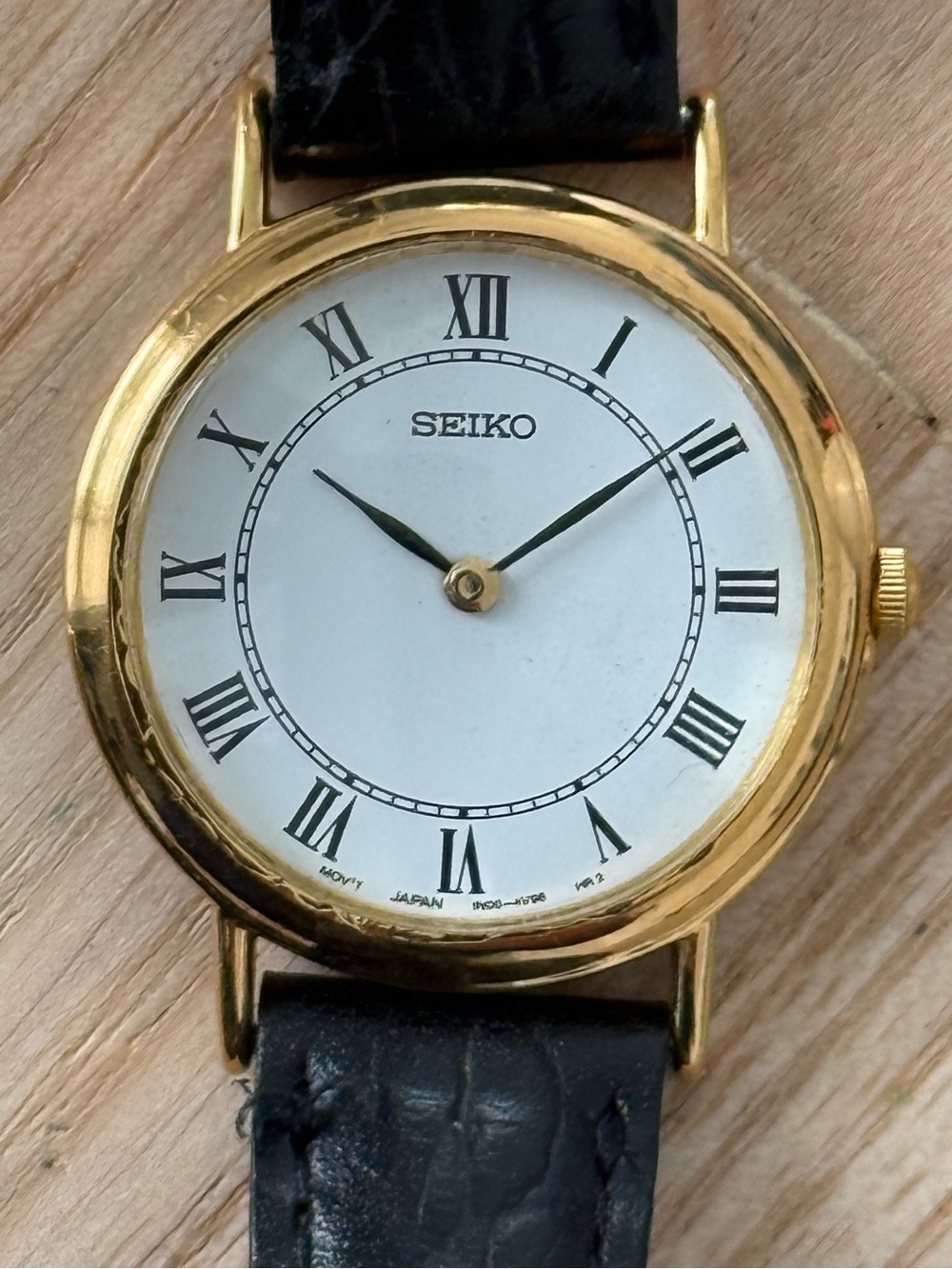 Seiko Rare Vintage Ladies Watch Gold Case White Dial Leather Strap New Crystal
